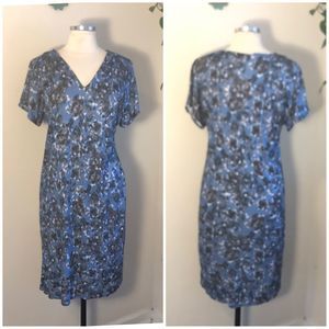 Jigsaw jersey knit dress v-neck blue medium